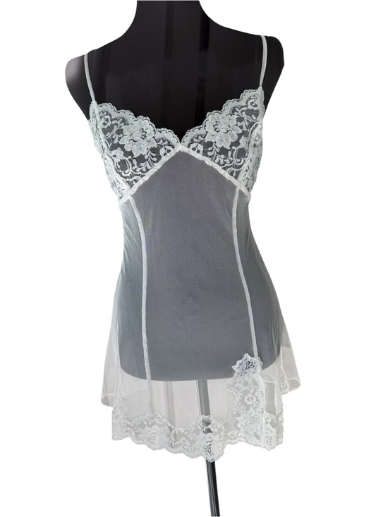Victoria's Secret Other - Victoria’s Secret White Lace Trim Chemise Slip Nightgown Size M Lace Lingerie